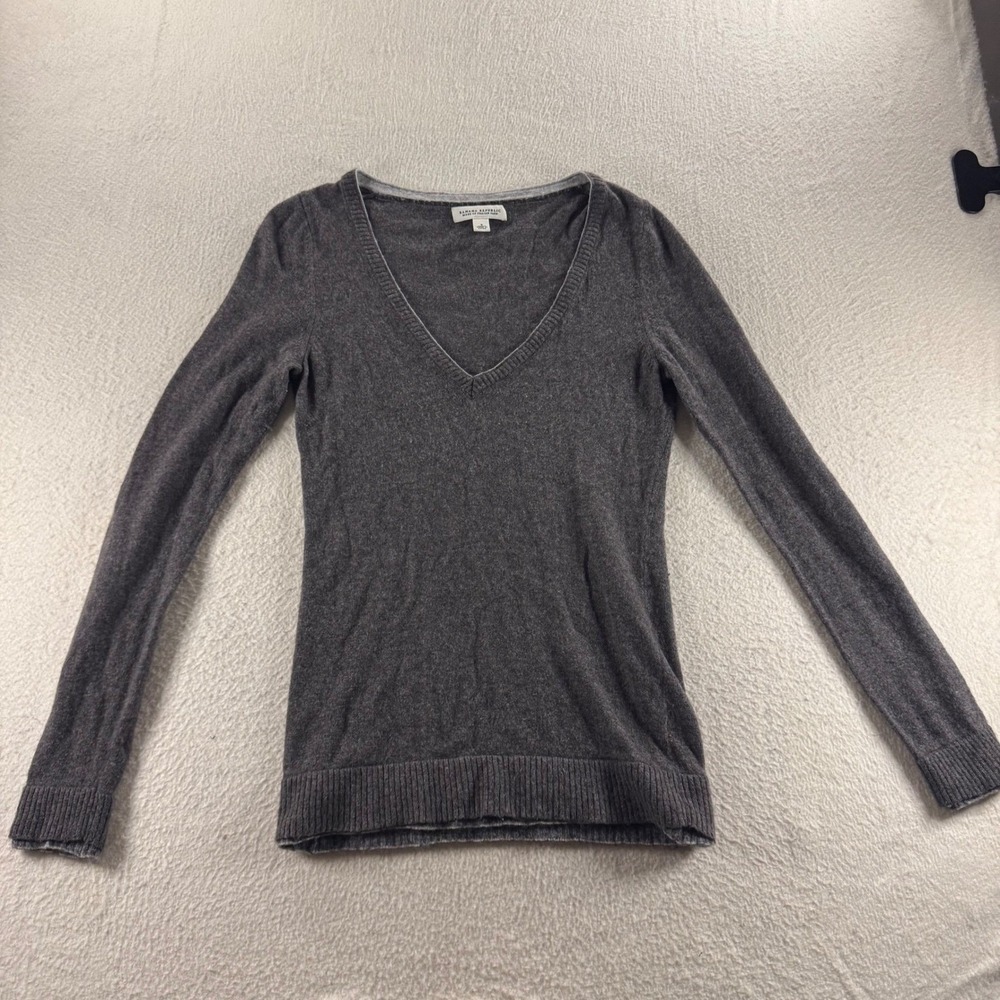 Banana Republic Sweater Womens S Charcoal Grey Excellent Wool Cashmere V-Neck